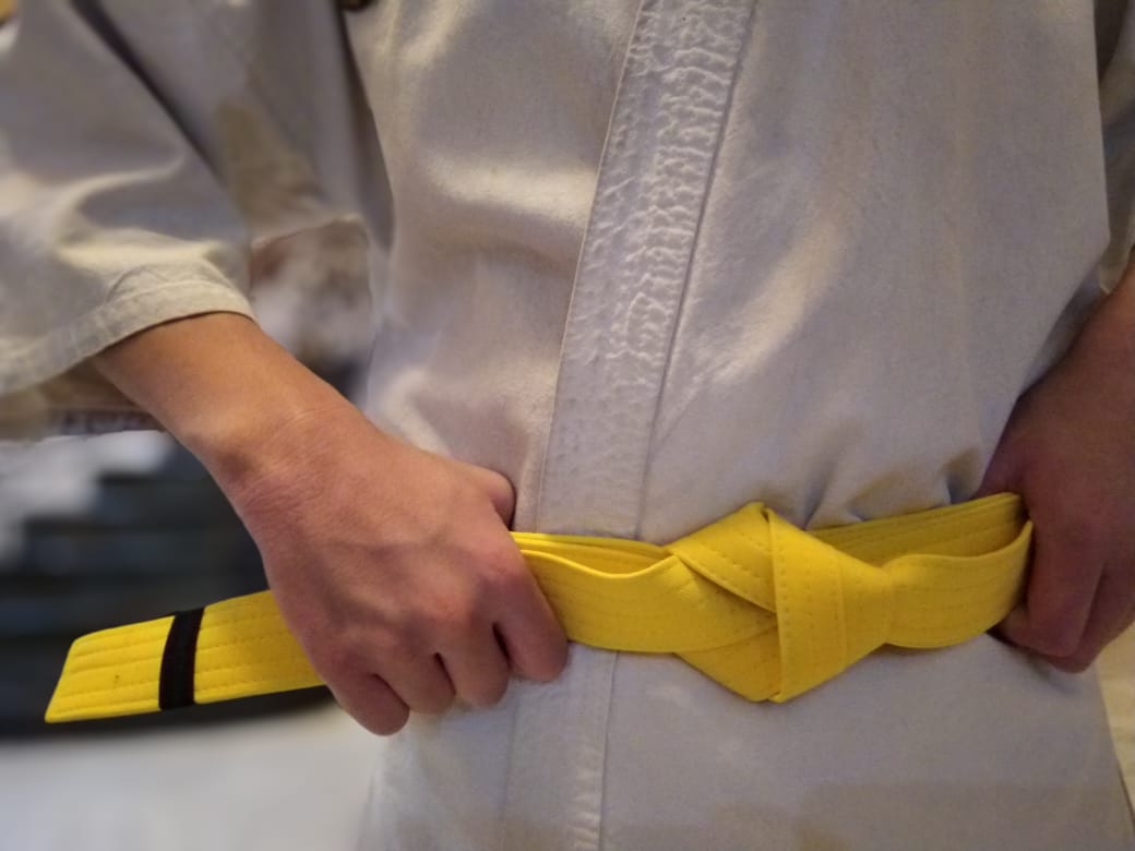 Striped Karate Yellow Belt Akademi Seni Bertarung Kyokushin Indonesia